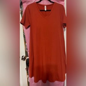 Burnt Orange T-shirt dress with pockets